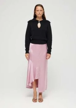 RoheAsymmetric Satin Skirt - Rose