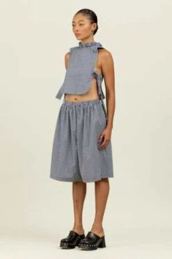 Toit VolantAdele Long Shorts - Navy/White Gingham -AGOLDE Shop Adele Long Shorts Navy White Gingham 20230721235701 2