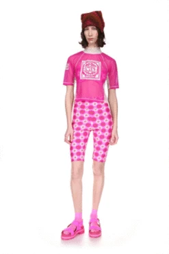 Anna SuiUtopian Gingham Bike Shorts - Neon Pink