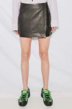 AssemblyLeather Wrap Mini Skirt - Black