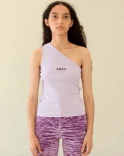 KkCoStudio Asymmetrical Rib Tank - Lavender