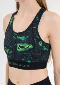Feng Chen WangPhoenix Print Yoga Bra - Black/Green -AGOLDE Shop BLACK GREEN PHOENIX PRINT YOGA BRA 20220924141837 1