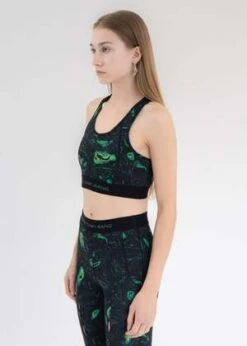 Feng Chen WangPhoenix Print Yoga Bra - Black/Green -AGOLDE Shop BLACK GREEN PHOENIX PRINT YOGA BRA 20220924141837 2