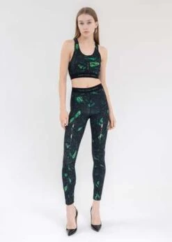 Feng Chen WangPhoenix Print Yoga Bra - Black/Green -AGOLDE Shop BLACK GREEN PHOENIX PRINT YOGA BRA 20220924141838 1