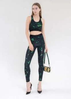 Feng Chen WangPhoenix Print Yoga Bra - Black/Green -AGOLDE Shop BLACK GREEN PHOENIX PRINT YOGA BRA 20220924141838 3