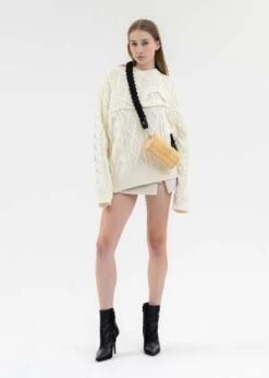 Feng Chen WangWOVEN STRAP HEART SHAPED BAMBOO BAG - BLACK