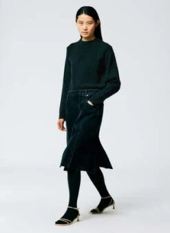 TibiDenim Paneled Skirt - Black