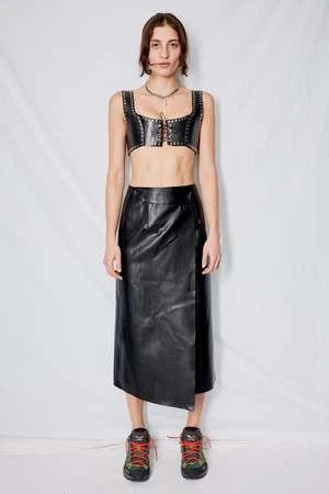 Blossom H CompanyFaux Leather Wrap Skirt - Black 4 Blossom H CompanyFaux Leather Wrap Skirt - Black - Image 2