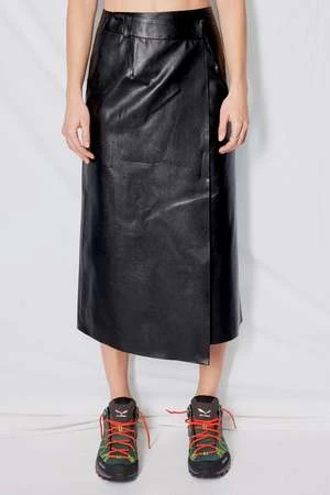 Blossom H CompanyFaux Leather Wrap Skirt - Black 3 Blossom H CompanyFaux Leather Wrap Skirt - Black