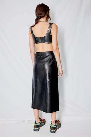 Blossom H CompanyFaux Leather Wrap Skirt - Black 6 Blossom H CompanyFaux Leather Wrap Skirt - Black - Image 4