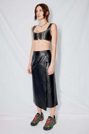 Blossom H CompanyFaux Leather Wrap Skirt - Black 5 Blossom H CompanyFaux Leather Wrap Skirt - Black - Image 3