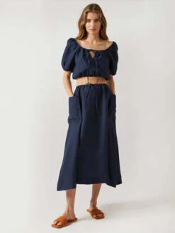 Casa RakiSOL MIDI SKIRT - NAVY