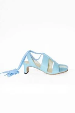 NOMIACheckered Lace Up Sandal - Sky