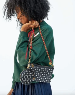 Clare V.Wallet Tabs Clutch - Black/Studs -AGOLDE Shop Clare V Wallet Clutch with Tabs Black Studs 20231101214705