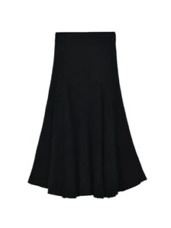 PureCashmere NYCFlared Rib Skirt - Black -AGOLDE Shop Flared Rib Skirt Black 20211014195151