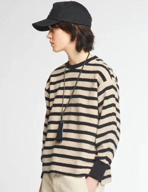 Girls Of DustBrutus Stripe Tshirt - Black/Oatmeal 7 Girls Of DustBrutus Stripe Tshirt - Black/Oatmeal - Image 5