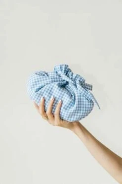 Bronze AgeGINGHAM DUMPLING BAG - SKY/Black