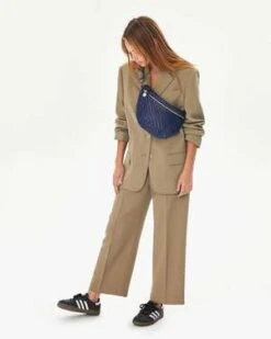 Clare V.Grande Fanny Pacific Woven Zig Zag Bag - Blue