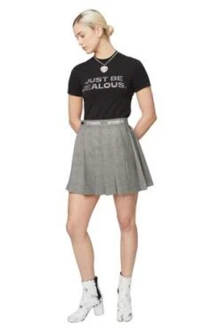 VetementsLogo School Girl Skirt - Grey Check