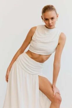Third FormMARBLE GATHERED SIDE MIDI SKIRT - OFF WHITE -AGOLDE Shop MARBLE GATHERED SIDE MIDI SKIRT OFF WHITE 20220311215420 1
