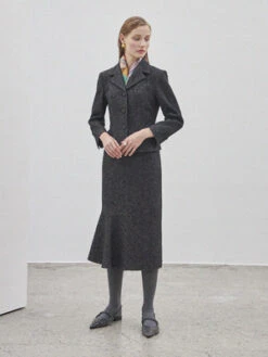 Maison De InesMermaid Tweed Skirt - Black