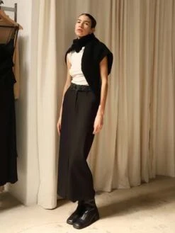 Moon RiverFront Slit Belted Midi Skirt - Black -AGOLDE Shop Moon River Front Slit Belted Midi Skirt Black 20231012191315