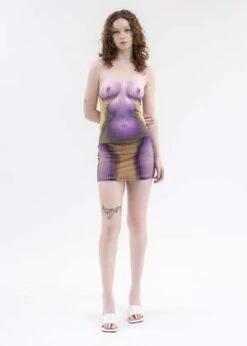 Y/projectJean Paul Gaultier Edition BODY MORPH MINI SKIRT - PURPLE / BEIGE