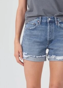 AGOLDEParker Long Denim Short With Cuff - Heatwave