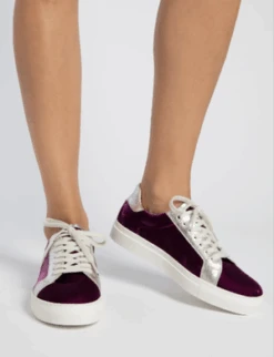 PENELOPE CHILVERSPardise Velvet Trainers Sneakers - Bouganvillea Silver