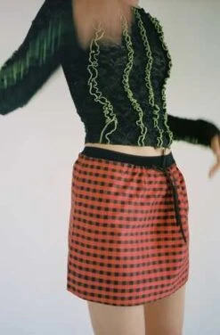 Coming Of AgeCheck Mini Skirt - Red -AGOLDE Shop Red Check Mini Skirt 20230507045456 2