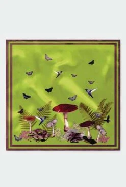 Silk LaundryScarf - Magic Mushroom Fern