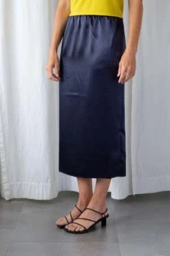 TibiSatin Slip Skirt - Dark Navy -AGOLDE Shop Satin Slip Skirt 20230515234151 2