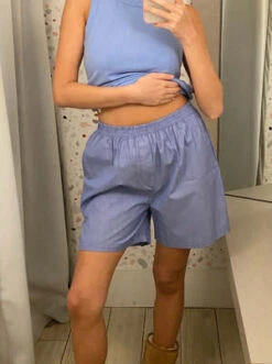 SigneSigne Leka Cotton Shorts - Dark Blue