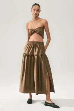 Silk LaundryCotton Silk 80s Skirt - Dark Earth