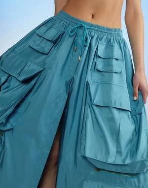 CYNTHIA ROWLEYTaffeta Cargo Skirt - Blue 9 CYNTHIA ROWLEYTaffeta Cargo Skirt - Blue - Image 7