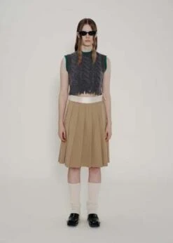 AGOLDE Shop -AGOLDE Shop Tan Pleated Raw Hem Skirt 20230929083920 1