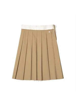 FAFAMOONPleated Raw Hem Skirt - Tan 7 FAFAMOONPleated Raw Hem Skirt - Tan - Image 5