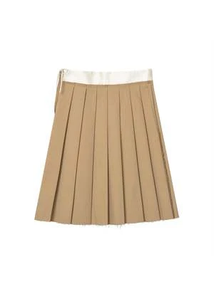 FAFAMOONPleated Raw Hem Skirt - Tan 8 FAFAMOONPleated Raw Hem Skirt - Tan - Image 6