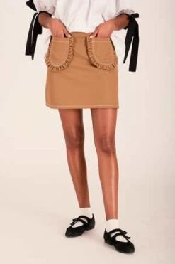Eliza FaulknerTate Mini Skirt - Toffee Brown Twill
