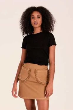 Eliza FaulknerTate Mini Skirt - Toffee Brown Twill -AGOLDE Shop Tate Mini Skirt Toffee Brown Twill 20230223200544