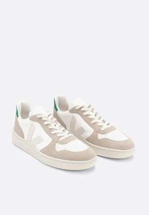 VEJAV10 Chromefree Leather Sneakers - Sahara/Emeraude/White 4 VEJAV10 Chromefree Leather Sneakers - Sahara/Emeraude/White - Image 2